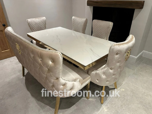 White elina gold table - gold,
