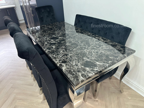 Black louis dining table with - black,