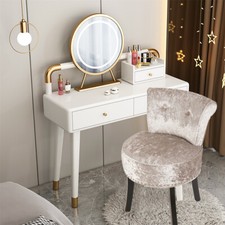 Large Velvet Vanity Stool